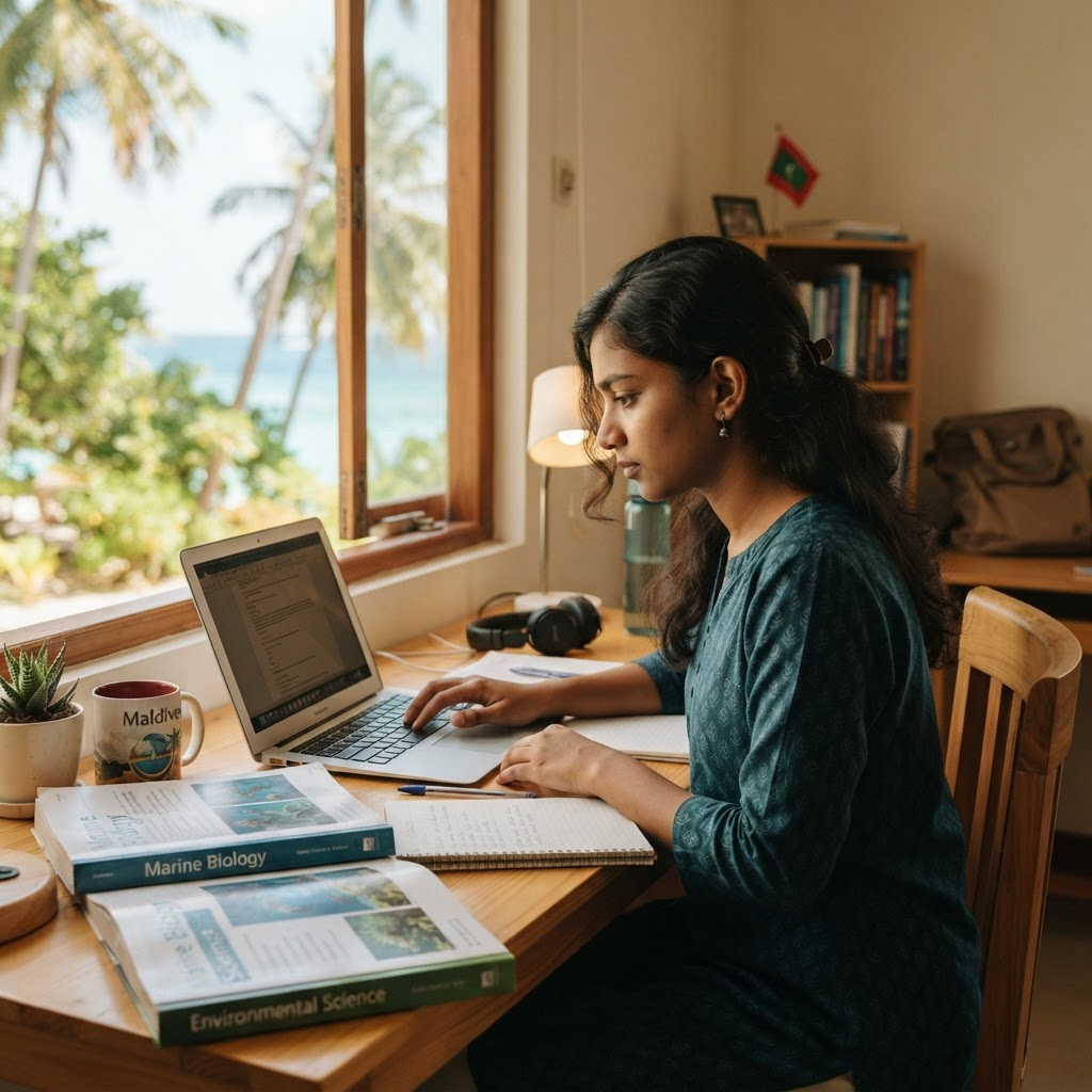 A student preparing a scholarship application